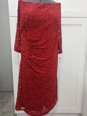 INC International Concepts Red Lace Midi Dress